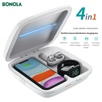 

4 IN 1 Disinfection Box Wireless Charger For IPhone 11/XR/XS/Pro Max 10W Fast Charging Stantion For Airpods Pro Apple Watch 5/4