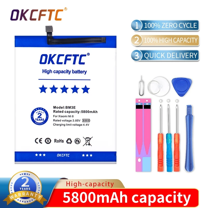 

Original Phone Battery BM3E for Xiaomi Mi 8 Mi8 M8 Real 5800mAh High Quality Replacement Battery