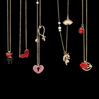 

fengnee luxury vintage Stainless Steel Jewelry For Women Love Rose Gold Pendant daisy heart unicorn Necklace women