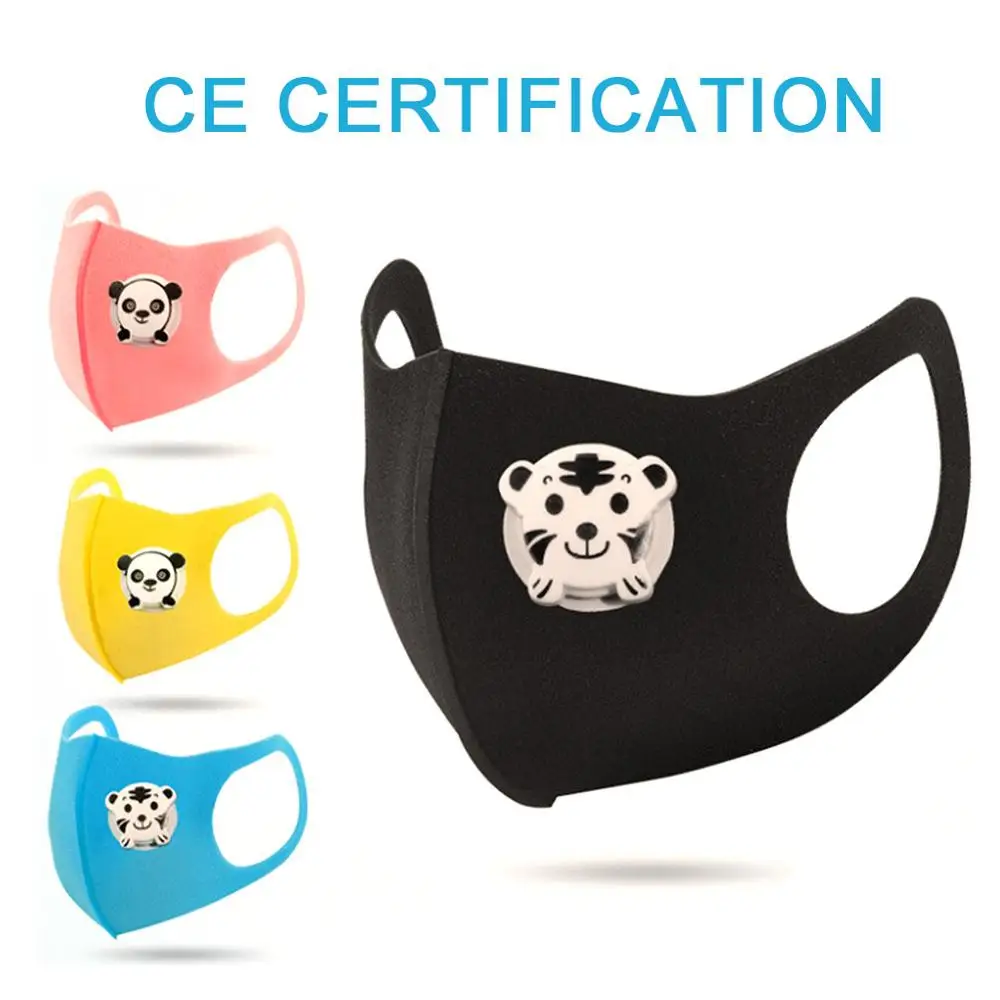 1Pc PM2.5 Winter Children Mask Respiratory Valve Cartoon Panda Washable Smog Warm Dust Fits 4-10 Years Old Kids | Красота и здоровье