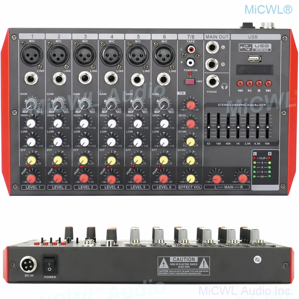 8 Channel MG8 Bluetooth Mixer Sound Mixing Console Portable Karaoke Music Computer Live Mixer 7-Band EQualizer