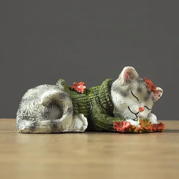 

CUTE CATS STATUE ABSTRACT CATS FIGURINE SCULPTURE ANIMAL RESIN ART&CRAFT HOME LIVING ROOM DECORATION WEDDING GIFT R1672