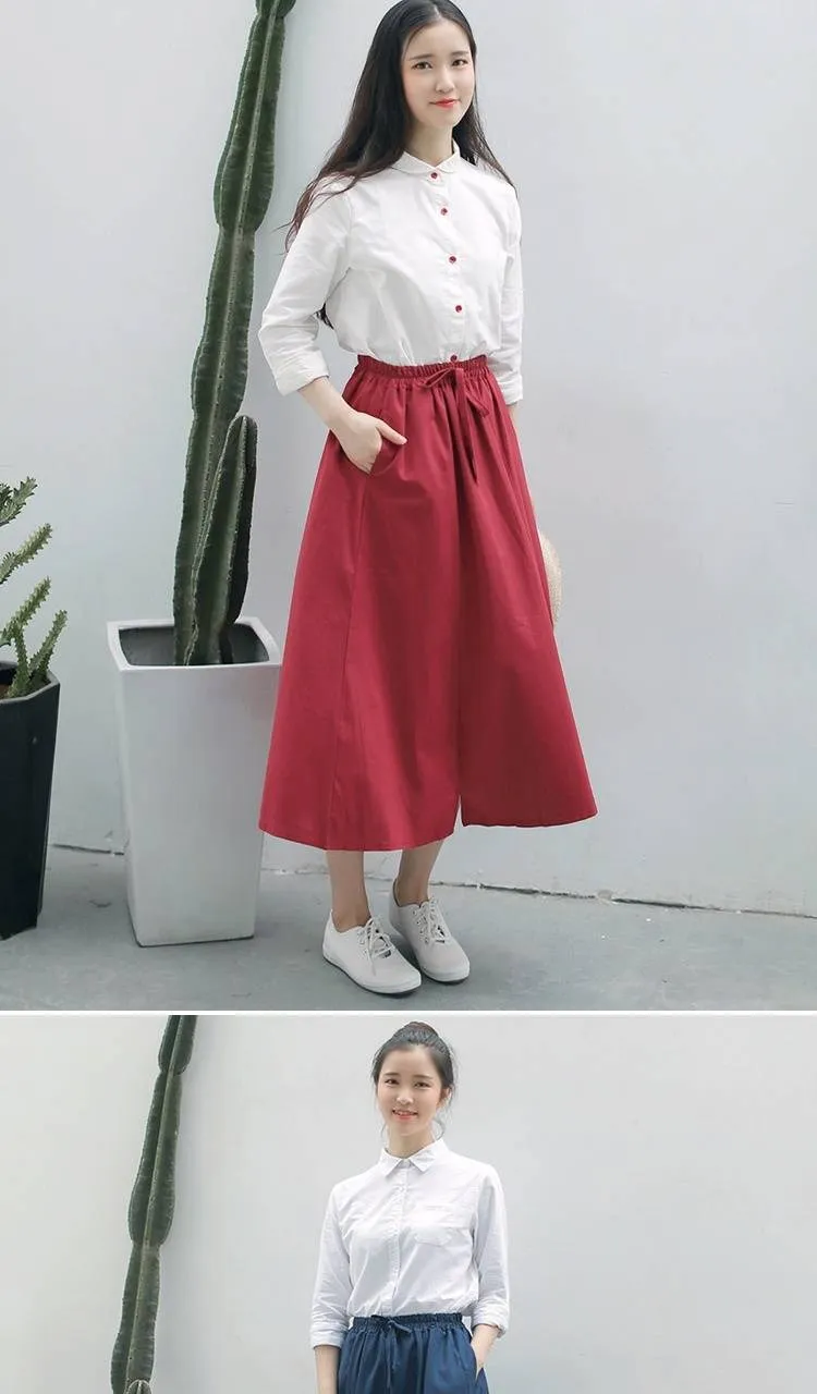 Faldas mujer moda плиссированная хлопковая льняная юбка трапециевидной формы с эластичным поясом и карманами DV871