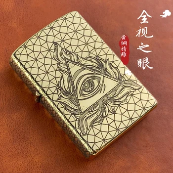 

Free shipping windproof carved zorro 902 wind restoring ancient ways is pure copper brass male kerosene lighter gift