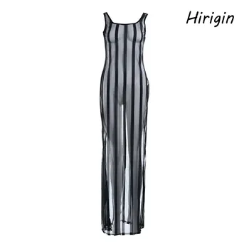 

2020 Women sexy perspective Bikini Cover Up plus size striped Tops Sexy Hollow Out See Through Swimsuit Swimwear Tops Black