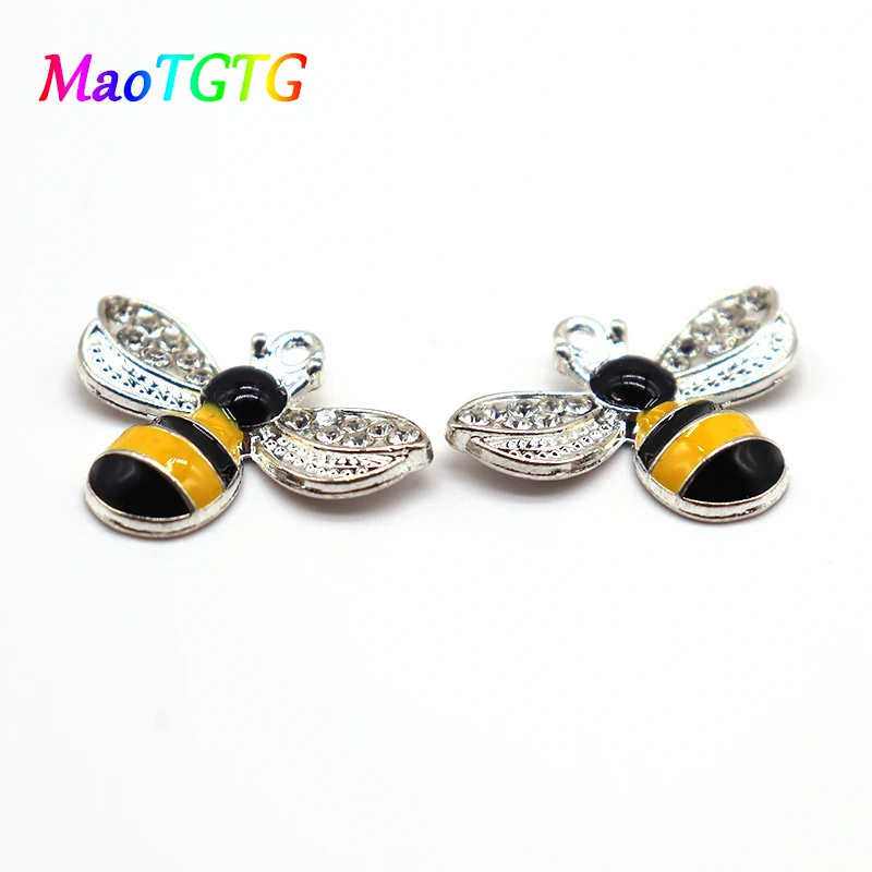 5pcs/lot Fashion Golden Bees Charms Pendant For Jewelry Making Necklace 23.5x18mm Bees Charms Pendant DIY Accessories Wholesale