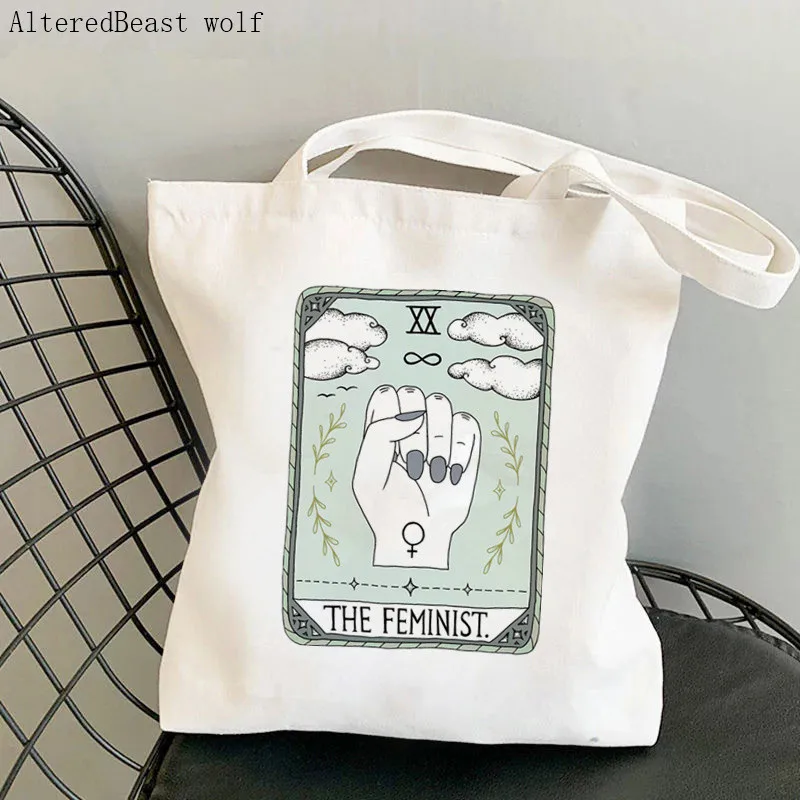 Women Shopper bag The Eye Roll Tarot Printed Bag Harajuku Shopping Canvas Shopper Bag girl handbag Tote Shoulder Lady Bag