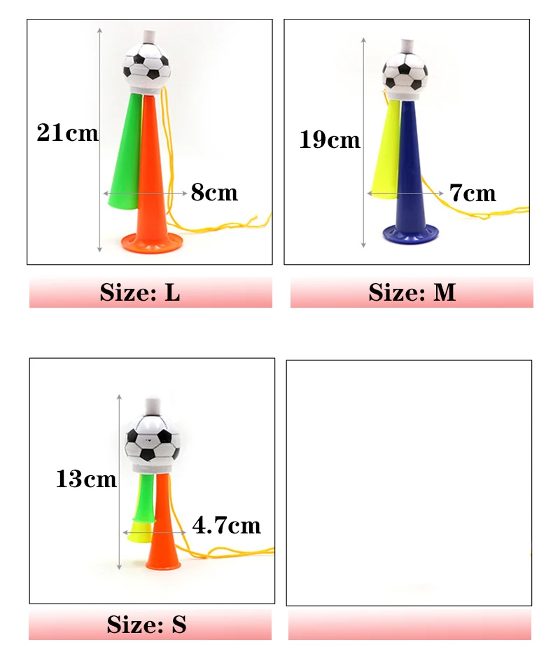 24pcs/lot Children Football fan cheer air horns soccer fans gas horn cheerleading sports fan toy plastic trumpet European Cup
