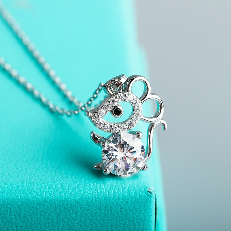 

2020 Year Mouse Pendant Necklace Silver925 Cubic Zirconia High Quality Necklace Jewelry drop shipping