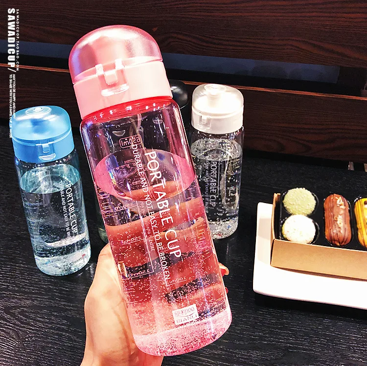 

Large Capacity Glass Portable Bottle Plastic Outdoor Fitness Kettle Student Couples Summer Leak-Proof Cup Portable