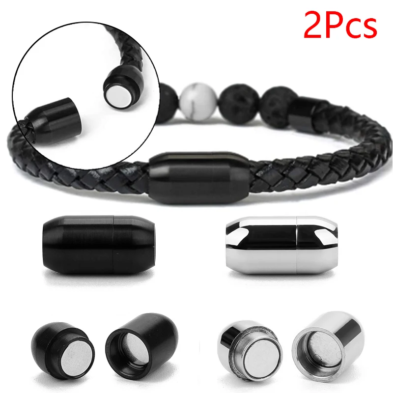

2Pcs Stainless Steel 3/4/5/6/8mm Magnetic Clasps for Leather Cord Bracelets Connectors Caps For DIY Jewelry Making Accessories