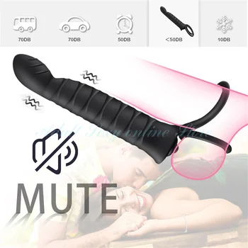 10 Frequency Double Penetration Anal Plug Dildo Vibrator Butt Strap On Penis Vagina Adult Sex Toys For Men Couples 6