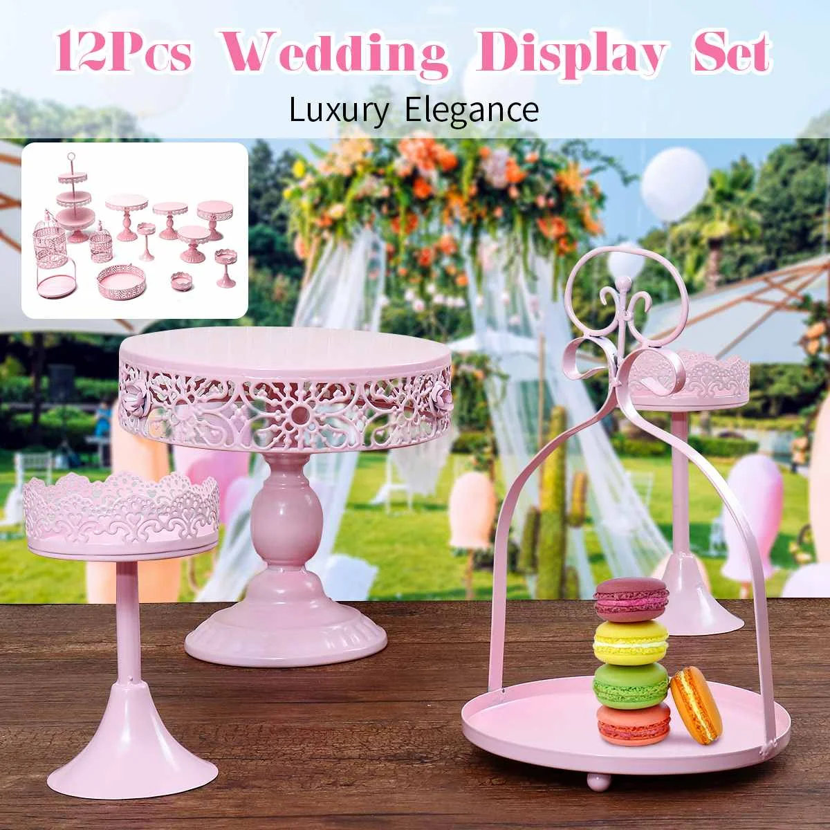 

12PCS/Set Metal Crystal Cake Stands Holder Cupcakes Dessert Display Serving Tray Stand Party Wedding Decorations Cake Tools