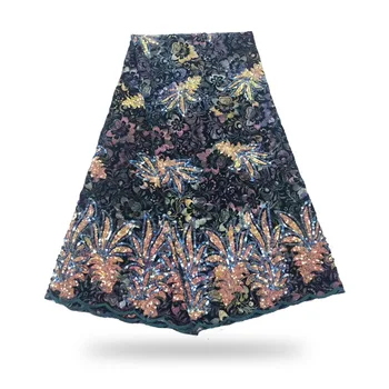 

Velvet Lace Fabric With Sequin soft 2020 latest african Velvet Lace for wedding dress 5yards per piece