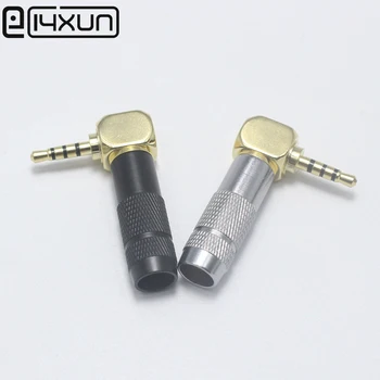 

EClyxun 1/4pcs 2.5mm 4 Pole TRRS Male Plug Jack Gold Plated 90 Degree Angle Audio Connector Silver Black New Arrival Connector