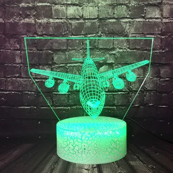 

Creative Night Light Touch Change 3D Jet Aircraft Warplane Model RC Toy LED Illusion Table desk bedside lamp Decor kids Toys