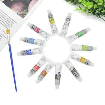 

12Pcs/set Acrylic Art Paints Set Watercolor Paints with Brush for Children Students Painting DIY GK99