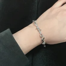 Панк Металлический Серебряный цвет провод браслет стебель ежевики колючая проволока Brambles звено цепи браслет модные ювелирные изделия рок ночной клуб унисекс