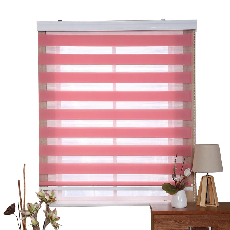 

Double-Layer Roller Zebra Blinds Curtain Customized Size Easy To Install