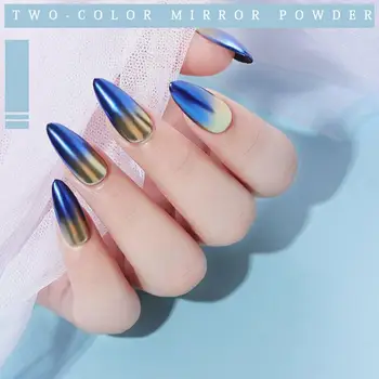 

Dual Colors Solid Magic Mirror Nail Powder Holographic Dipping Art Two Titanium Glitter Powder Nail Platter Nail Laser Colo O3Y7