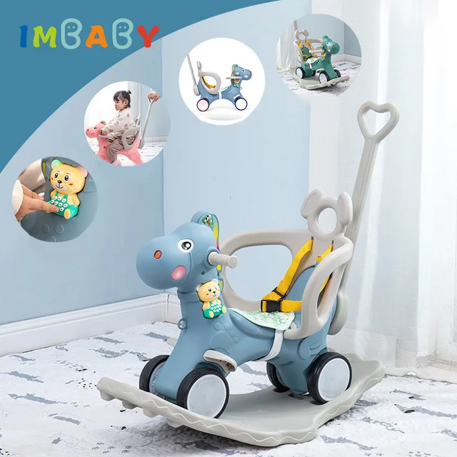 Kid Music Rocking Horse Plastic Flashing Rocking Horse Sliding Cart Baby Infant Multi-Function Rocking Chair Wooden Ride On Toys 1