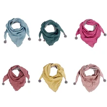 Повседневный однотонный плотный Детский шарф; модная многоцелевая детская Бандана с помпонами; Детский шарф; аксессуары для одежды