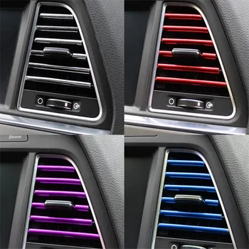 

10pcs Car Air Outlet Trim Strip Auto Air Vent Grilles Rim Trim U-shaped Car Decoration Strips Chrome Car Accessories Car Styling
