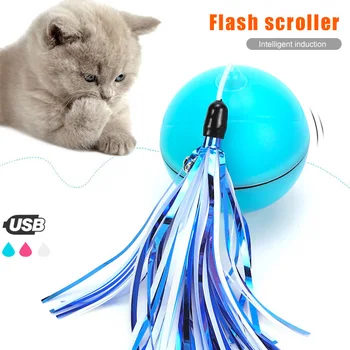 

Cat Toys Ball 360 Degree Automatic Rotation USB Rechargeable Pet Toy Detachable Feathers TB Sale