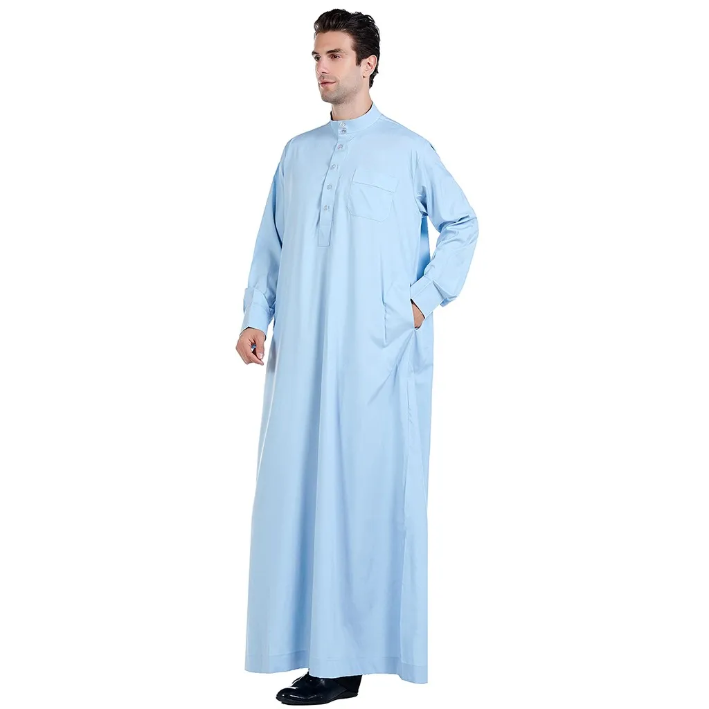 Мужские халаты мусульманская одежда круглый вырез с длинным рукавом вышивка Арабский Дубай индийский Ближний Восток исламский человек мусульманская одежда зима