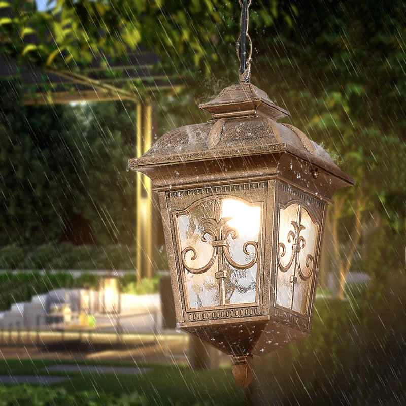 European Waterproof Pendant Lights Outdoor Retro Village Chandelier  Balcony Corridors Lights Grape Rack Hanglamp Luminaire 3