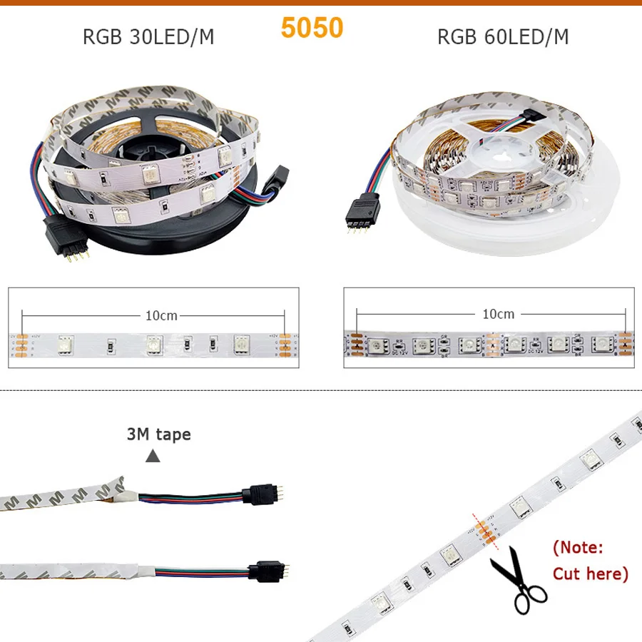 Music Led Strip Light 5050 SMD RGB led Tape 5M 10M 15M DC12V Flexible RGB LED Stripe Ribbon Diode +Music Controller+ AdapterEU (6)