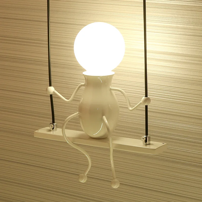 E27 Creative Iron Robot Shape Small Man Cartoon Doll Wall Mounted Lamp Sconce Lamp For Kids/Child Bedroom Corridor Living Room 4