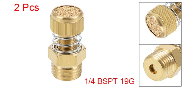 uxcell Top Adjustable Pneumatic Air Exhaust Silencer Muffler Copper 3//8 BSPT Gold Tone 2pcs