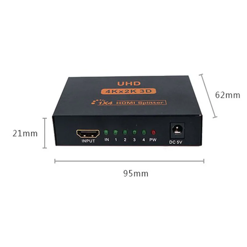 4k 1080P HDMI Splitter Full HD 1080p Video Distributor 1X4 Split 1 in 4 Out