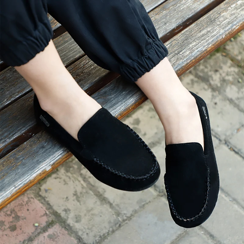Women Moccasins Loafers Casual Comfortable Sewing Suede Flat Shoes Soft Soles Lightweight