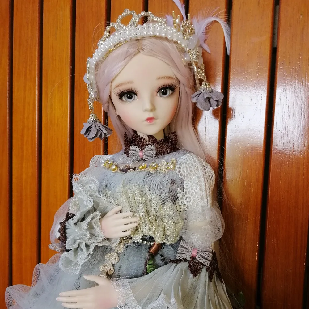 2" полный набор BJD кукла+ макияж ручной работы 24 дюймов 60 см EVA BJD леди+ стеклянные глаза+ аксессуары парики одежда обувь DA008-3L03