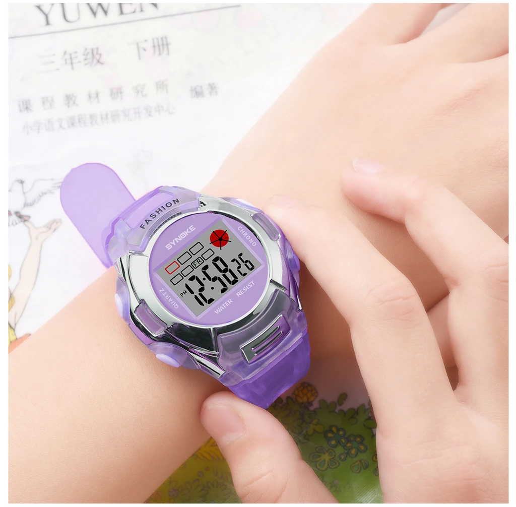 SYNOKE мультфильм детские электронные часы спортивные Девочки Мальчики подарки цифровой светодиодный часы мальчики резиновые детские часы