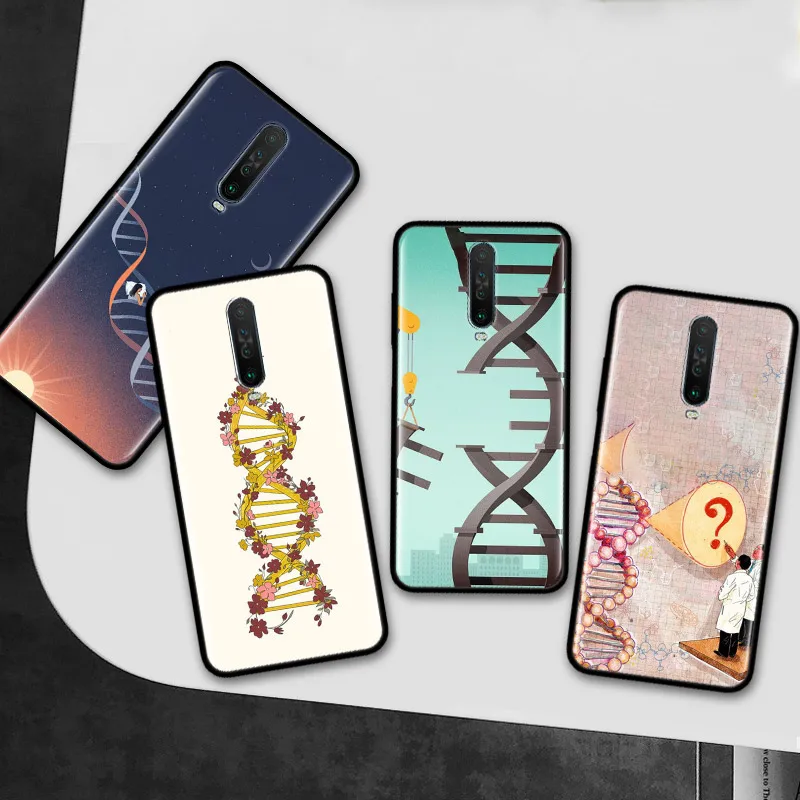 Ретро Чехол DNA Science для Xiaomi Redmi Note 8 9 9S 8T 9A 9C 7 7A 8A K30 Pro Zoom 10X черные мягкие чехлы