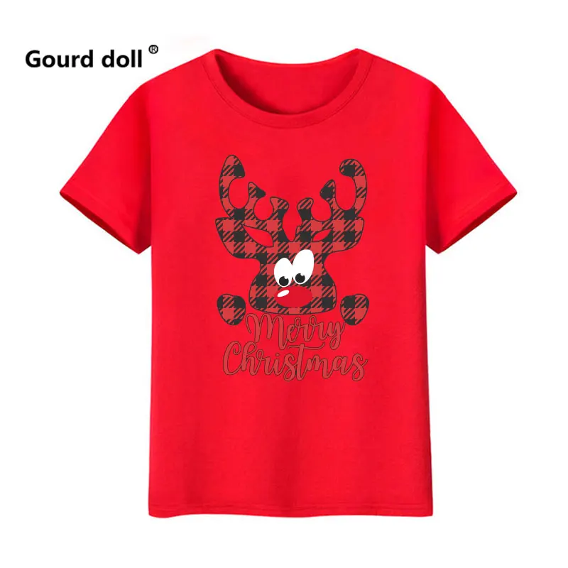 Ropa a juego para la familia con renos navideños, camiseta para madre, padre, hija, hijo, niño y bebé, regalo familiar de Navidad, manga corta roja