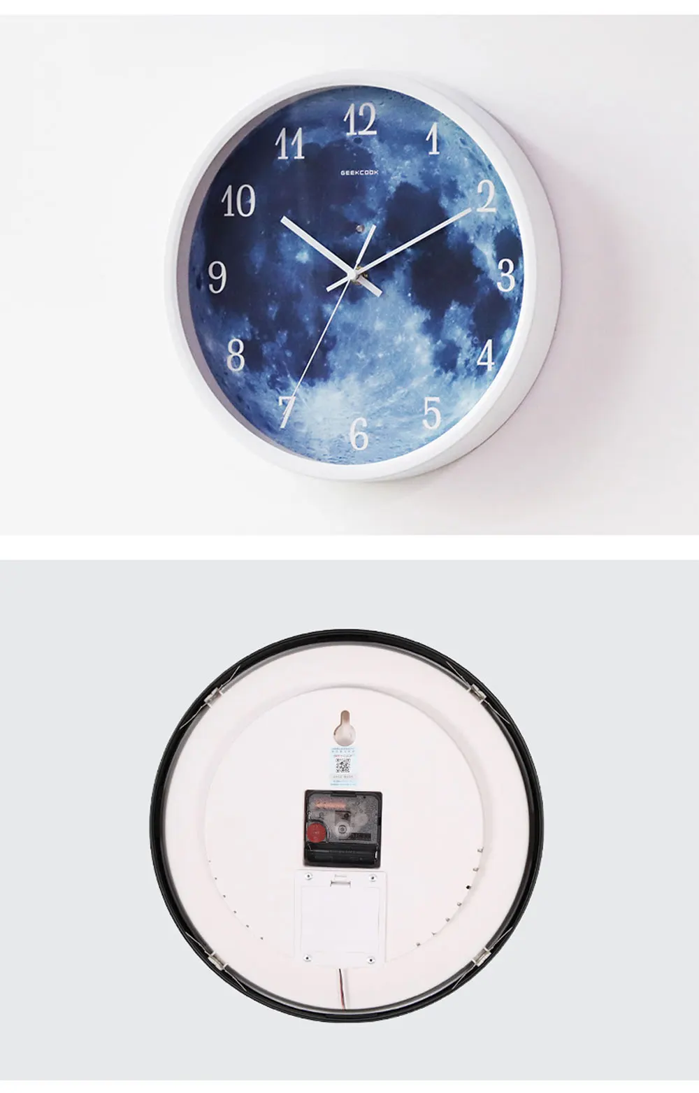 Art Design Wall Clock 12 Inch  Blue Moon Sound Control Luminous Digital Modern Silent Living Room Bedroom Round Decoration Wall Clocks discount