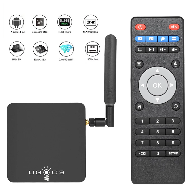 ТВ-бокс UGOOS AM3/AM6 Android 9,0 2 GB/16 GB 2,4G& 5G WiFi телеприставка Amlogic S922X 1000M LAN BT 5,0 4K HD Smart медиаплеер