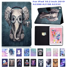 Флип-Кейс для iPad 10,2 чехол A2200 A2198 A2232 10,2 дюймов фундамент Tablet модный детский комплект одежды; одежда с принтом мультяшного слоника собака Fundas Coque