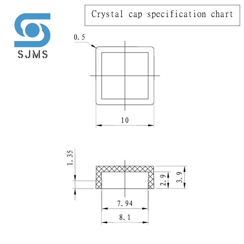 컬러 사각형 촉각 스위치 버튼 캡, 투명 커버 버튼 캡, 6*6*7.3mm 사각형 헤드용 모자, A66, 8x8x4.4mm, 50 개