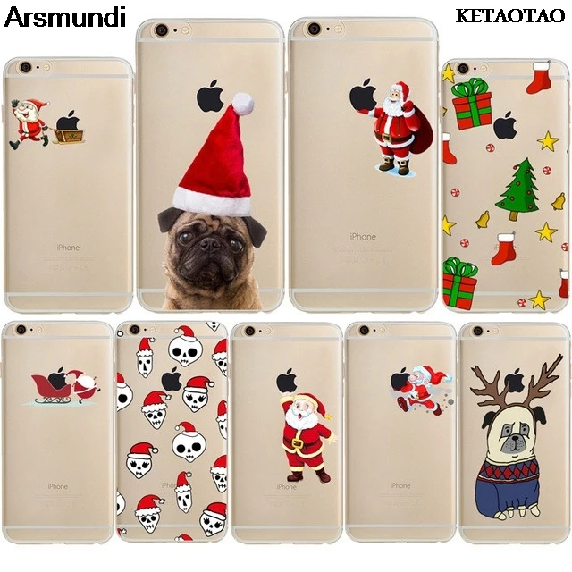 Чехлы для телефона KETAOTAO на новый год с рождеством милой собачкой iPhone 5 6 S 7 8 Plus X