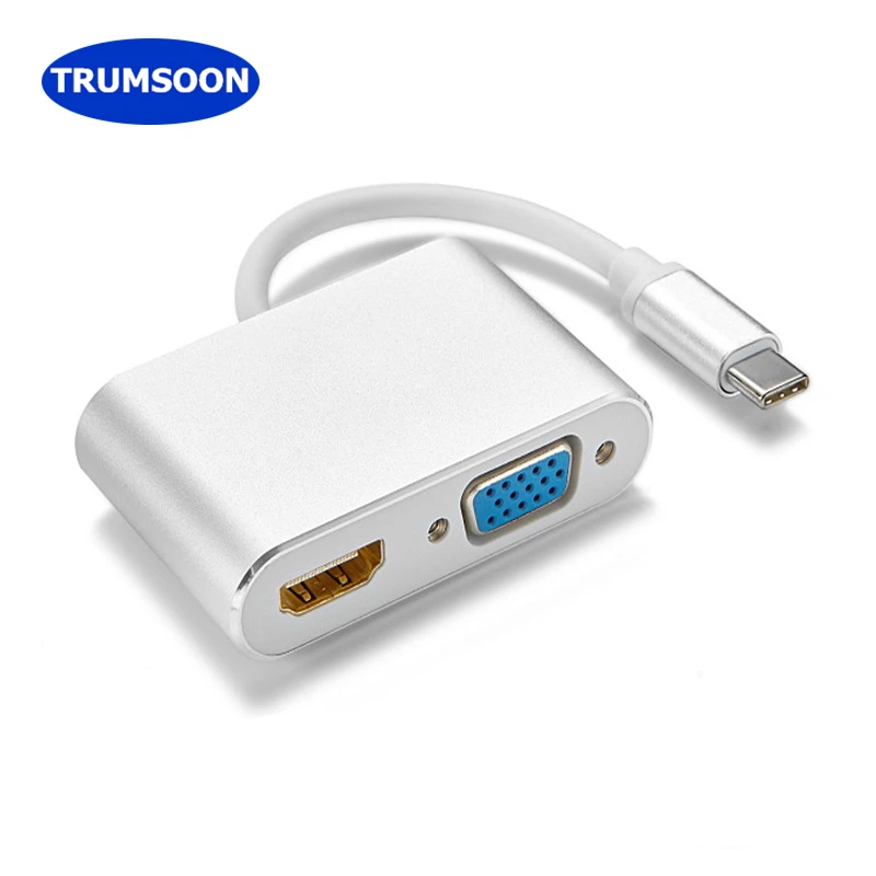TRUMSOON Type-C to HDMI-compatible 4K VGA Adapter USB C 3.0 Dock for MacBook TV Samsung S20 Dex Huawei P30 Xiaomi 11 Nintendo |