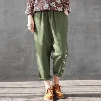 

ZANZEA 2020 Casual Elastic Wasit Casual Printed Pants Women's Summer Trousers Long Pantalon Female Cotton Turnip Plus Size