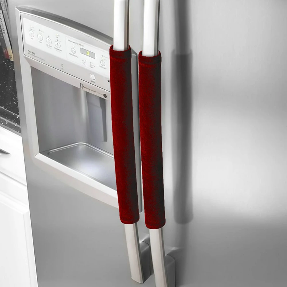 1 Pair Easy Install Dustproof Refrigerator Door Use Gloves Protect Case Handle Cover Practical Appliances Lightweight Keep Clean - Цвет: wine red