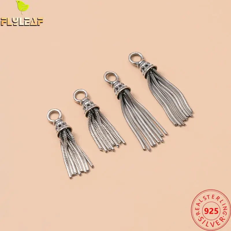 

Thai Silver Snake Bone Chain Tassel Charms DIY 925 Sterling Silver Bracelet Necklace Pendant Accessories Vintage Jewelry