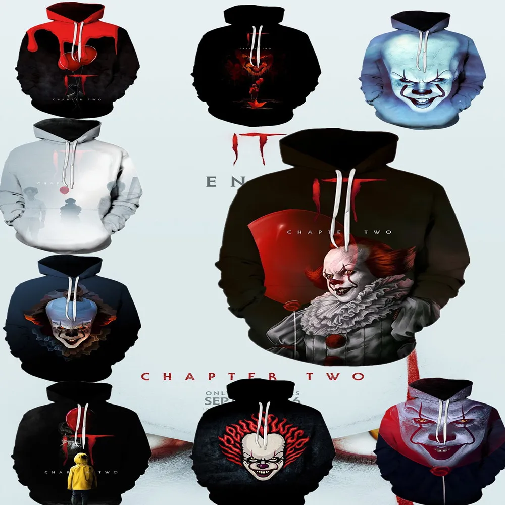 Толстовки с капюшоном для мужчин и женщин 3D принтом из фильма ужасов It: Chapter 2