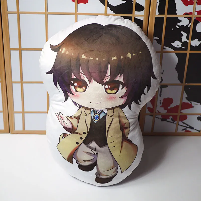 Бродячие собаки 3 фигурки подушка кукла аниме Dazai Chuuya Nakajima Atsushi короткие плюшевые мягкие игрушки Двусторонняя Наволочка 50 см